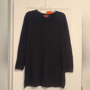 NEW Celsius Premium Women's Black Long Sleeve Textured Knit Sweater Dress, Sz L